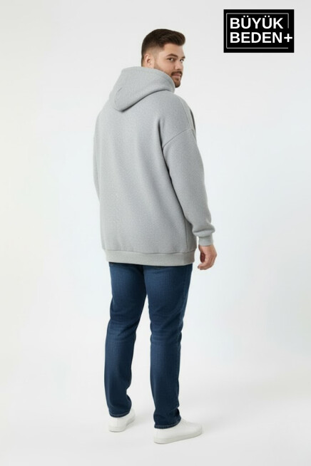 Erkek Büyük Beden Kapüşonlu Orta Brooklyn Baskılı Sweatshirt SPR26BSW961