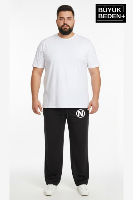 Erkek Büyük Beden N Logo Baskılı Rahat Kesim Paça Reçme ince  Eşofman Altı SPR26EA952-4