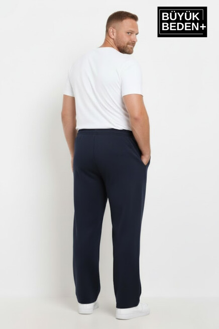 Erkek Büyük Beden New York Baskılı Rahat Kesim Paça Reçme ince  Eşofman Altı SPR26EA952-5