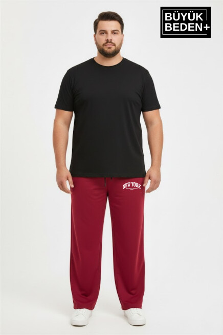 Erkek Büyük Beden New York Baskılı Rahat Kesim Paça Reçme ince  Eşofman Altı SPR26EA952-5