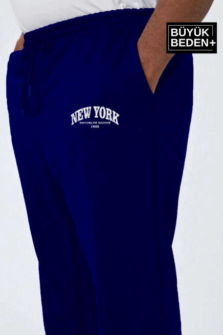 Erkek Büyük Beden Paça Lastikli New York Baskılı İnce Eşofman Altı  SPR25BEA48