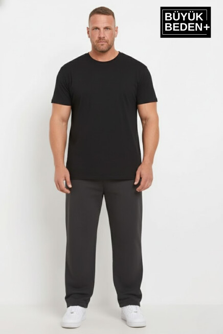 Erkek Büyük Beden Rahat Kalıp Paça Reçmeli İnce Eşofman Altı SPR26BEA952