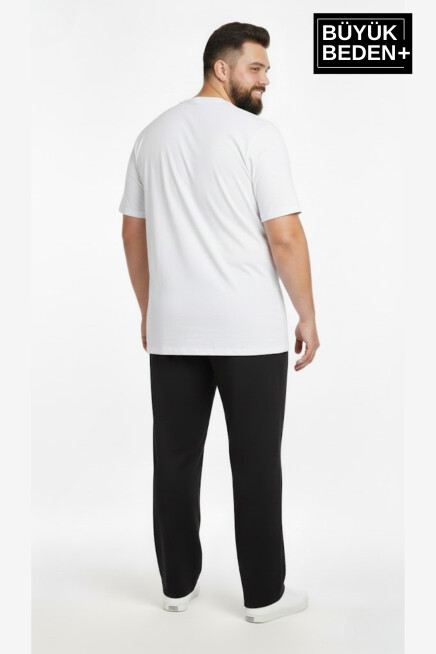 Erkek Büyük Beden Rahat Kesim Paça Reçme AR Baskılı İnce Eşofman Altı SPR26EA952-1