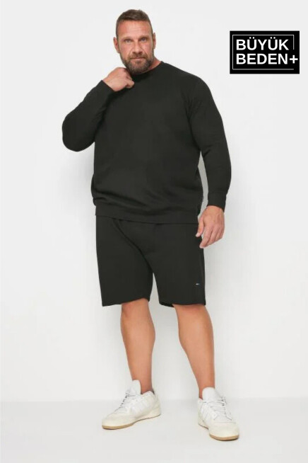 Erkek Büyük Beden Bisiklet Yaka ince Sweatshirt SPR24BSW56