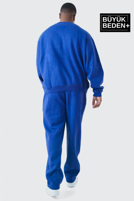 Erkek Büyük Beden Bisiklet Yaka ince Sweatshirt SPR24BSW56