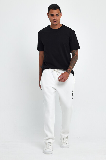 Erkek İçi Polarlı 3 iplik Kalın Brooklyn Baskılı Eşofman Altı SPR25EA70