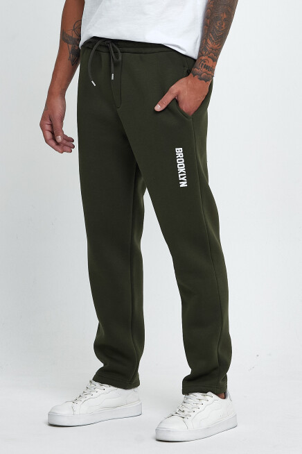 Erkek İçi Polarlı 3 iplik Kalın Brooklyn Baskılı Eşofman Altı SPR25EA70