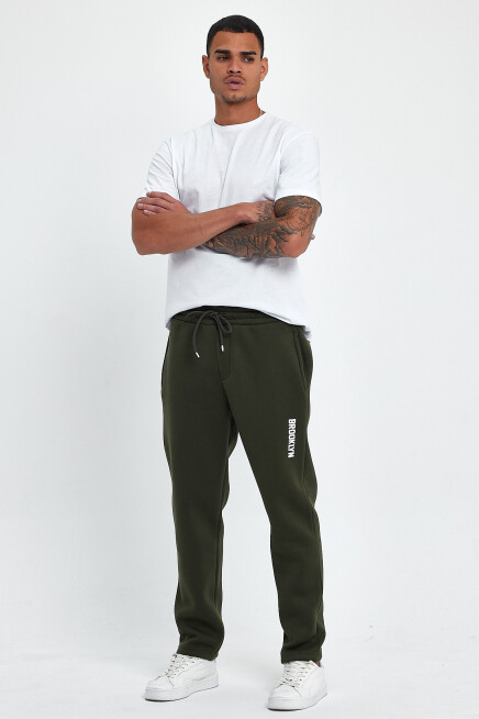 Erkek İçi Polarlı 3 iplik Kalın Brooklyn Baskılı Eşofman Altı SPR25EA70