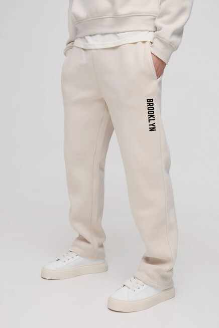 Erkek İçi Polarlı 3 iplik Kalın Brooklyn Baskılı Eşofman Altı SPR25EA70