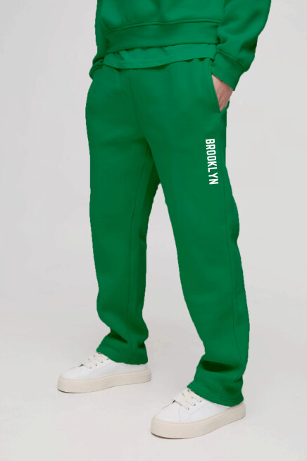 Erkek İçi Polarlı 3 iplik Kalın Brooklyn Baskılı Eşofman Altı SPR25EA70