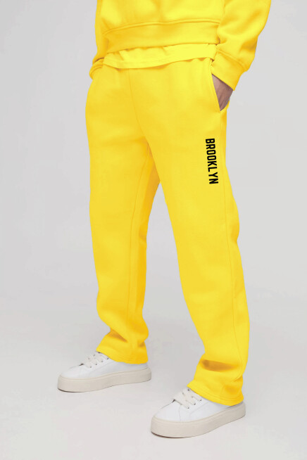 Erkek İçi Polarlı 3 iplik Kalın Brooklyn Baskılı Eşofman Altı SPR24EA70