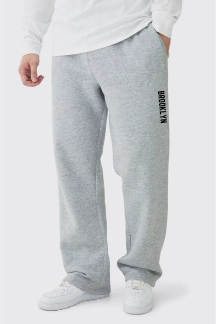 Erkek İçi Polarlı 3 iplik Kalın Brooklyn Baskılı Eşofman Altı SPR24EA70