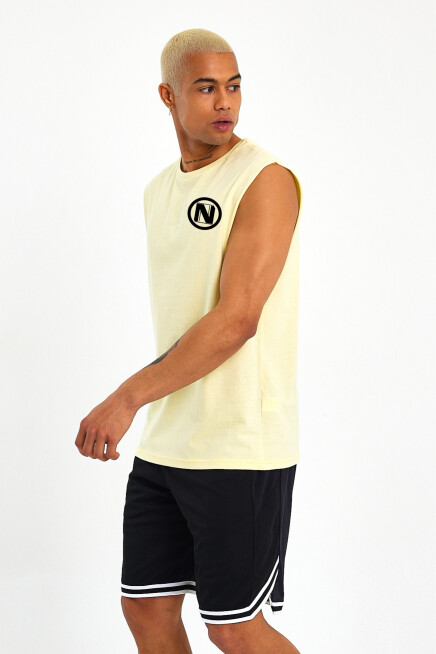 Erkek Kolsuz Bisiklet Yaka N Baskılı Regular Tshırt SPR25AT942