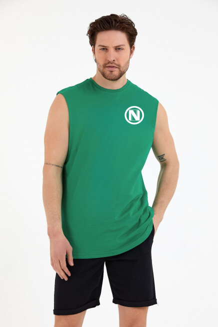 Erkek Kolsuz Bisiklet Yaka N Baskılı Regular Tshırt SPR25AT942