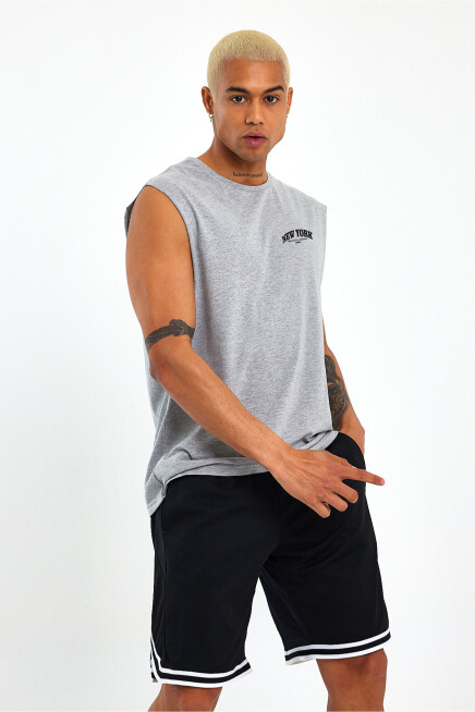 Erkek Kolsuz Bisiklet Yaka New York Baskılı Regular Tshırt SPR25AT941