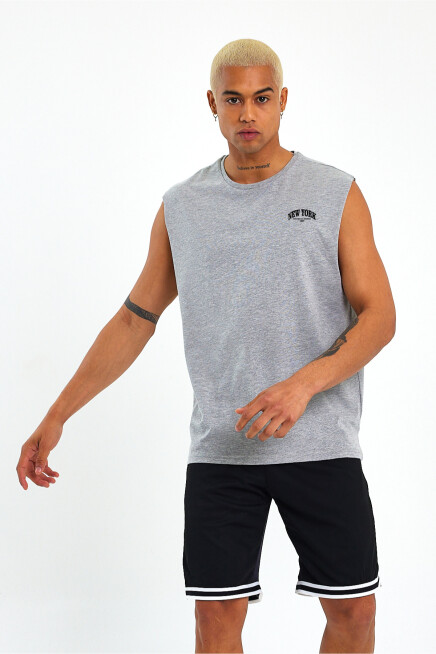 Erkek Kolsuz Bisiklet Yaka New York Baskılı Regular Tshırt SPR25AT941