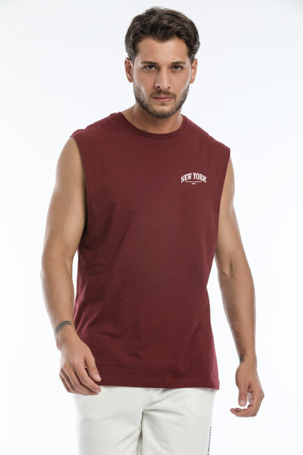 Erkek Kolsuz Bisiklet Yaka New York Baskılı Regular Tshırt SPR25AT941