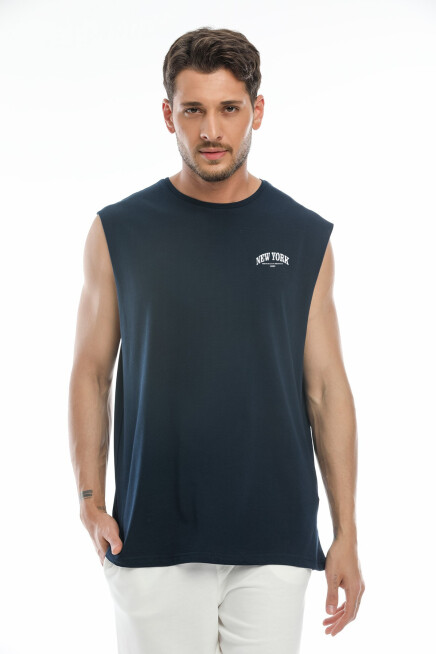 Erkek Kolsuz Bisiklet Yaka New York Baskılı Regular Tshırt SPR25AT941