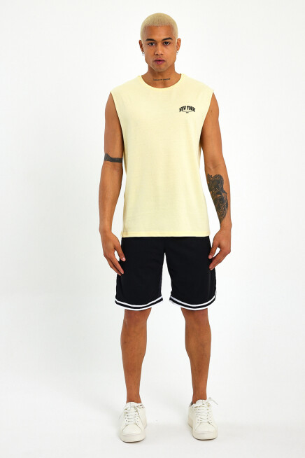 Erkek Kolsuz Bisiklet Yaka New York Baskılı Regular Tshırt SPR25AT941