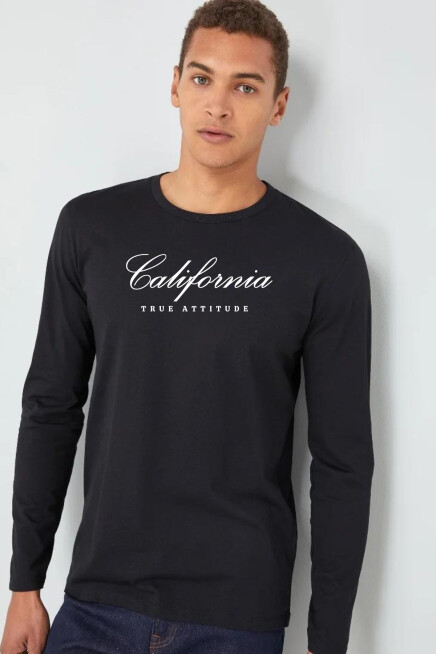 Erkek Uzun Kollu California Baskılı Baskılı Tshırt SPR25TS38