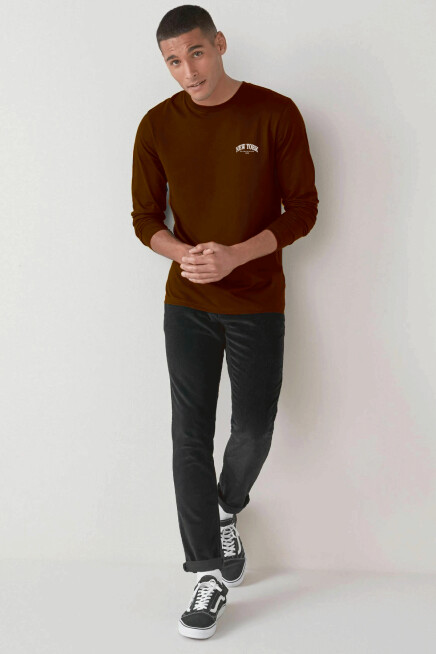 Erkek Uzun Kollu New York Baskılı Baskılı Tshırt SPR25TS37