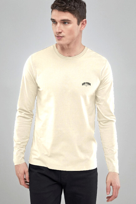 Erkek Uzun Kollu New York Baskılı Baskılı Tshırt SPR25TS37