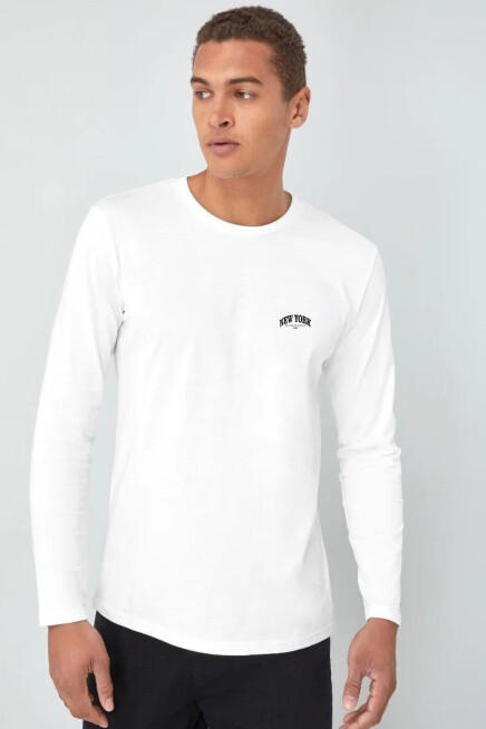 Erkek Uzun Kollu New York Baskılı Baskılı Tshırt SPR25TS37