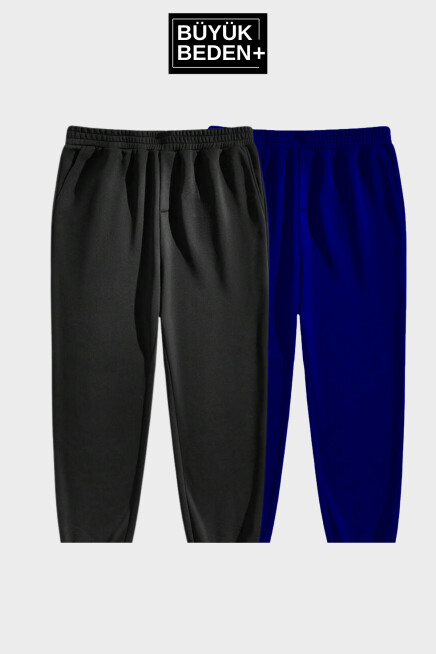 ikili Büyük Beden Reçme Paça İnce Eşofman Altı SPR25BEA52-2