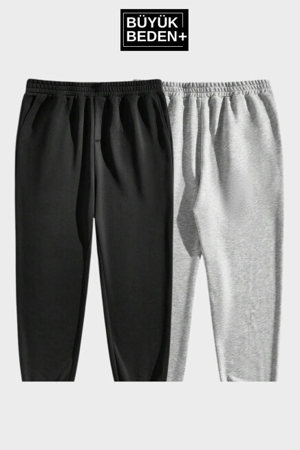 ikili Büyük Beden Reçme Paça İnce Eşofman Altı SPR25BEA52-2