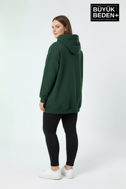 Kadın Büyük Beden AR Baskılı Kapüşonlu Sweatshirt SPR26BSWK963