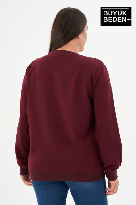 Kadın Büyük Beden Bisiklet Yaka İnce Sweatshirt – Regular Fit %64 Pamuklu SPR26BSWk956