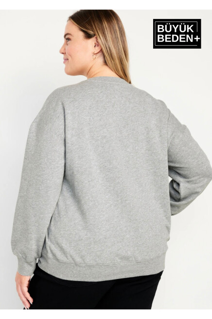 Kadın Büyük Beden Bisiklet Yaka İnce Sweatshirt SPR24BSWK56