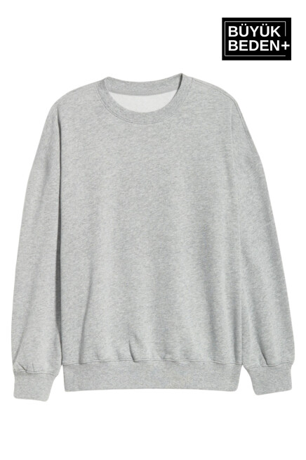 Kadın Büyük Beden Bisiklet Yaka İnce Sweatshirt SPR24BSWK56