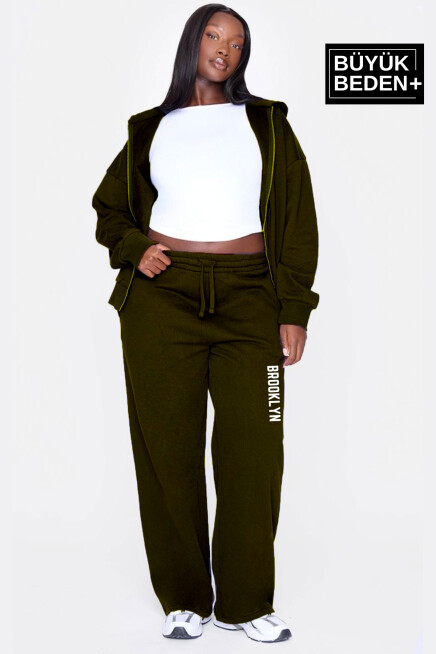 Kadın Büyük Beden Brooklyn Baskılı İnce Eşofman Altı  SPR25BEAK54