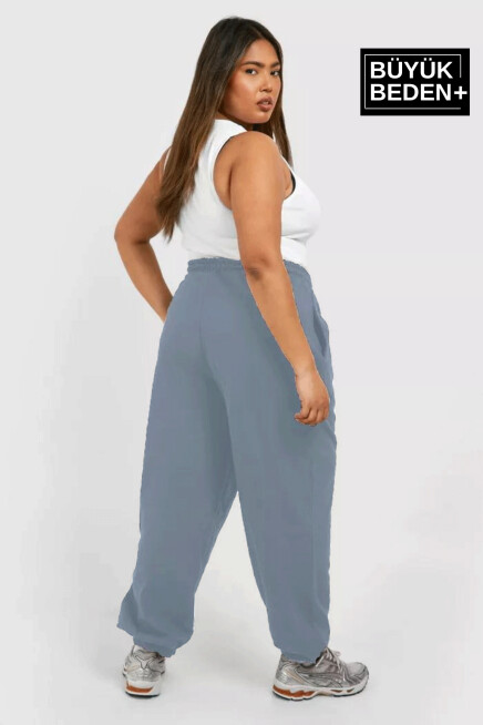 Kadın Büyük Beden Paça Lastikli Brooklyn Baskılı İnce Eşofman Altı SPR25EAK53