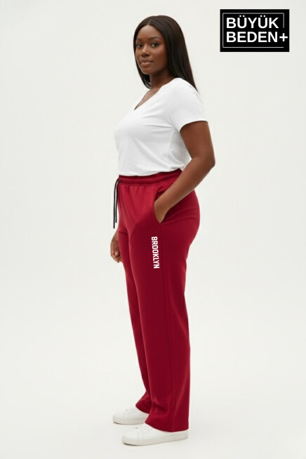 Kadın Büyük Beden BROOKLYN Baskılı Rahat Kesim Paça Reçme İnce Eşofman Altı SPR26EAK952-2