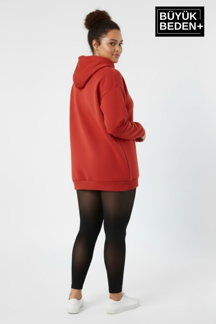 Kadın Büyük Beden Chef Baskılı Kapüşonlu Rahat Kalıp Sweatshirt SPR26BSWK966