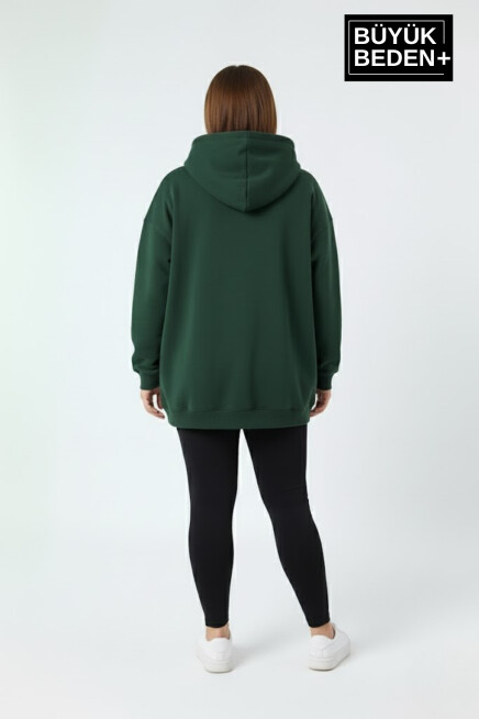 Kadın Büyük Beden Chef Baskılı Kapüşonlu Rahat Kalıp Sweatshirt SPR26BSWK966