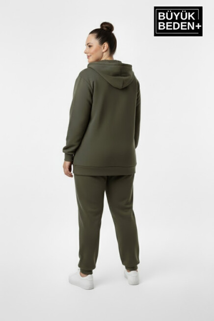 Kadın Büyük Beden Fermuarlı Kapüşonlu Chef Baskılı Sweatshirt Hırka - Rahat Kalıp SPR26BHRK921