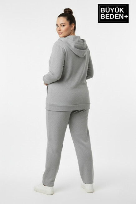 Kadın Büyük Beden Fermuarlı Kapüşonlu Chef Baskılı Sweatshirt Hırka - Rahat Kalıp SPR26BHRK921