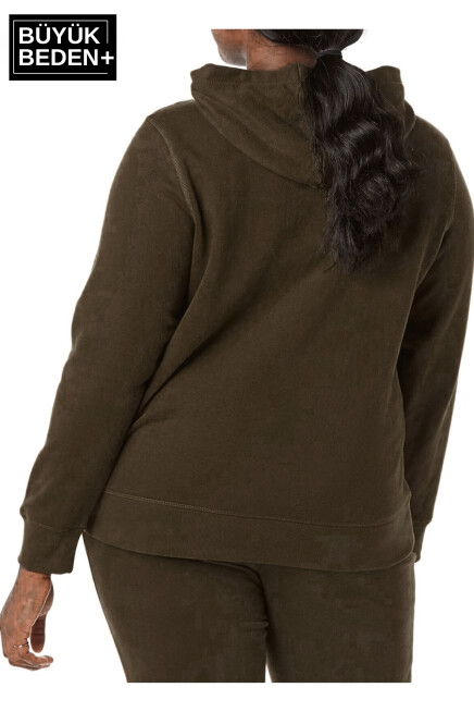 Kadın Büyük Beden Kapşonlu ince Sweatshirt SPR24BSWK57