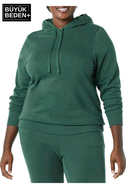 Kadın Büyük Beden Kapşonlu ince Sweatshirt SPR24BSWK57