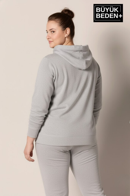 Kadın Büyük Beden Kapşonlu ince Sweatshirt SPR24BSWK57
