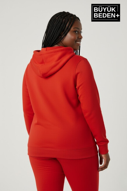 Kadın Büyük Beden Kapşonlu ince Sweatshirt SPR24BSWK57