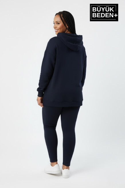 Kadın Büyük Beden Kapşonlu ince Sweatshirt SPR24BSWK57