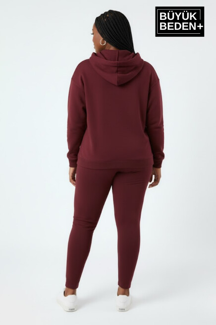 Kadın Büyük Beden Kapşonlu ince Sweatshirt SPR24BSWK57