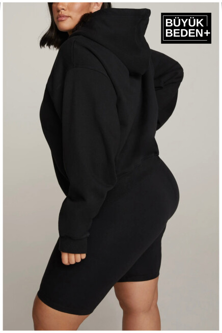 Kadın Büyük Beden Kapşonlu ince Sweatshirt SPR24BSWK57