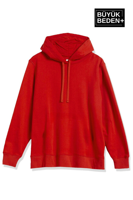 Kadın Büyük Beden Kapşonlu ince Sweatshirt SPR24BSWK57