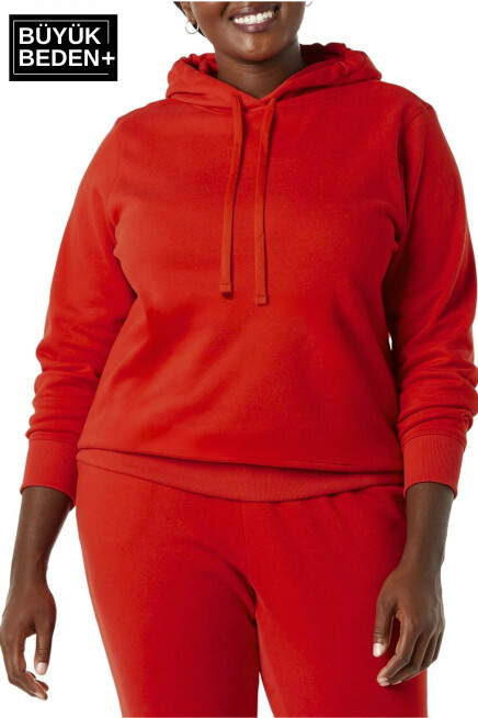 Kadın Büyük Beden Kapşonlu ince Sweatshirt SPR24BSWK57