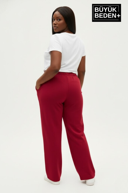 Kadın Büyük Beden N Logo Baskılı Rahat Kesim Paça Reçme ince Eşofman Altı SPR26EAK952-4